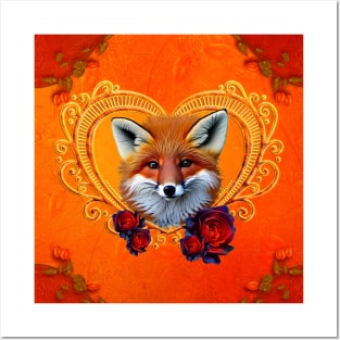 Wonderful head of a fox with heart Posters and Art